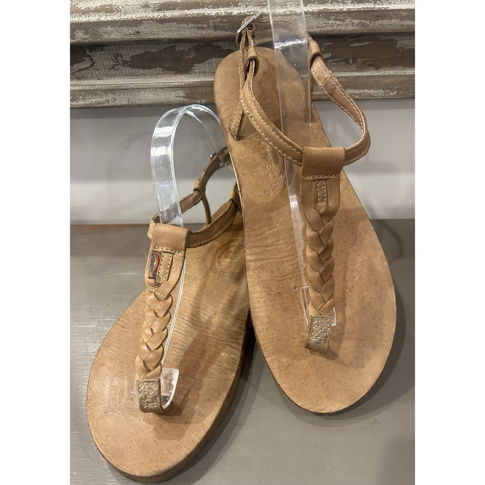 RAINBOW T Street Sandals Sierra‎ Leather Braided TStrap Size XL (8.5-9.5)